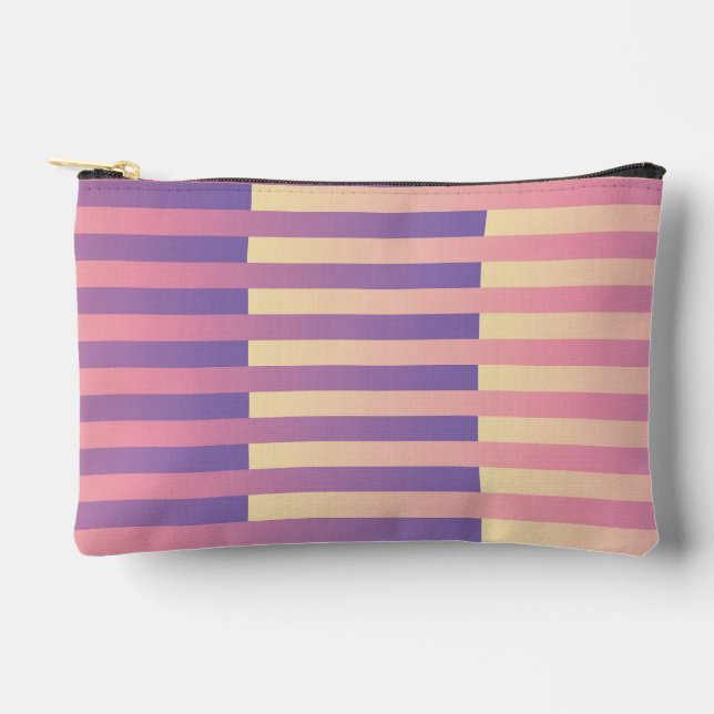 Pochette À Accessoires Petit motif rayé rose violet jaune (Recto)