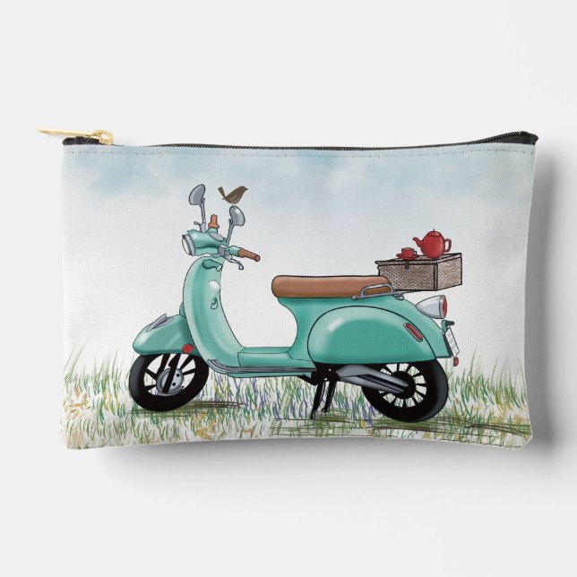 Pochette À Accessoires Petit scooter sarcelle  (Recto)