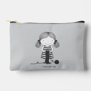 Pochette À Accessoires Petite Fille Adorable qui Tricote I Love Knitting