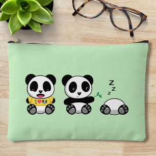 Pochette À Accessoires Petites pandas mignonnes sur vert