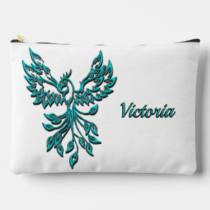 Pochette À Accessoires Phoenix bleu se lève sur blanc personnel