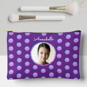 Pochette À Accessoires Photo à pois pailletés rose et violet pour fille a
