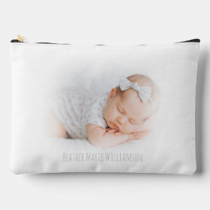 Pochette À Accessoires Photo et nom de bébé rêveux et flou