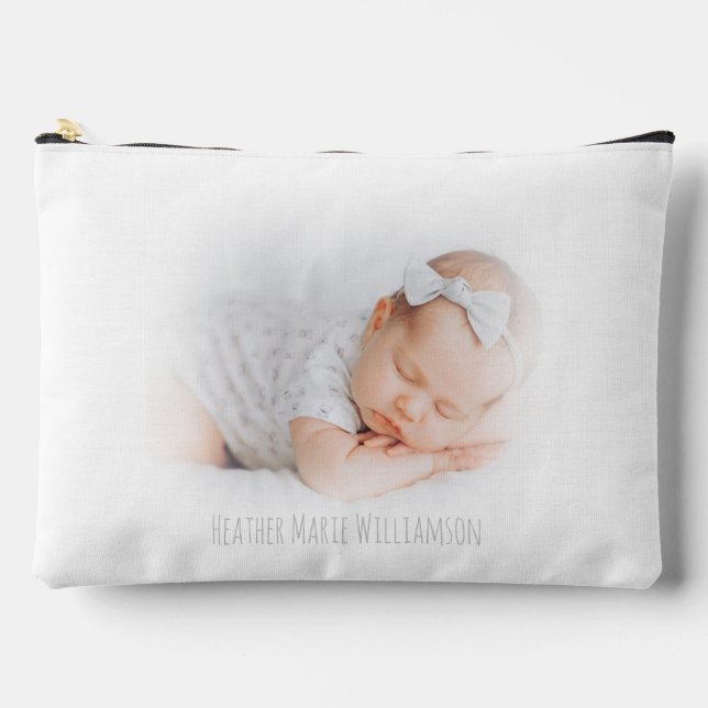 Pochette À Accessoires Photo et nom de bébé rêveux et flou (Recto)