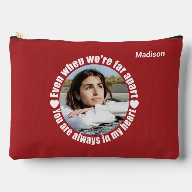 Pochette À Accessoires Photo et nom personnalisés Loin Apart Love (Recto)