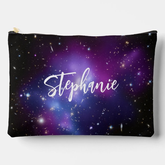 Pochette À Accessoires Photo personnalisé de galaxie céleste noire et vio (Recto)