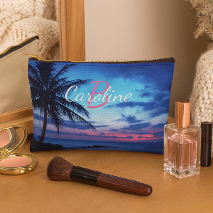 Pochette À Accessoires Photo personnalisée de coucher de soleil sur une p