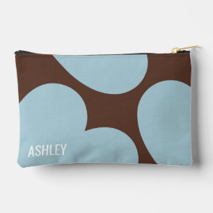 Pochette À Accessoires Pièces de cœurs personnalisées marron bleu chic él