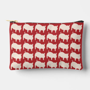Pochette À Accessoires Piggy Charme Rouge Blanc Imprimé Coupé Petit