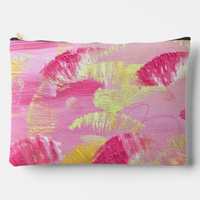 Pochette À Accessoires Pink Abstract Art Zipper Pouch or Makeup Bag (Recto)