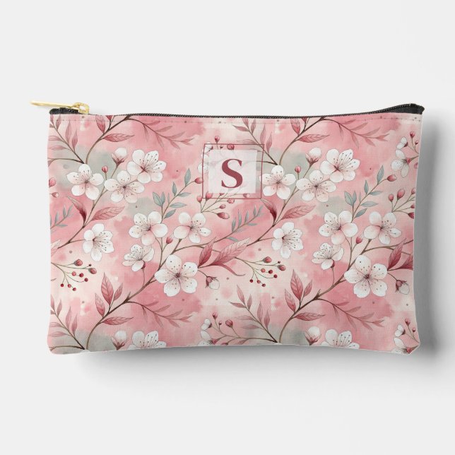 Pochette À Accessoires Pink cherry blossom monogram (Recto)