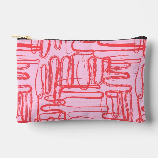 Pochette À Accessoires Pink Curve Wavy Squiggle Abstract Modern (Recto)