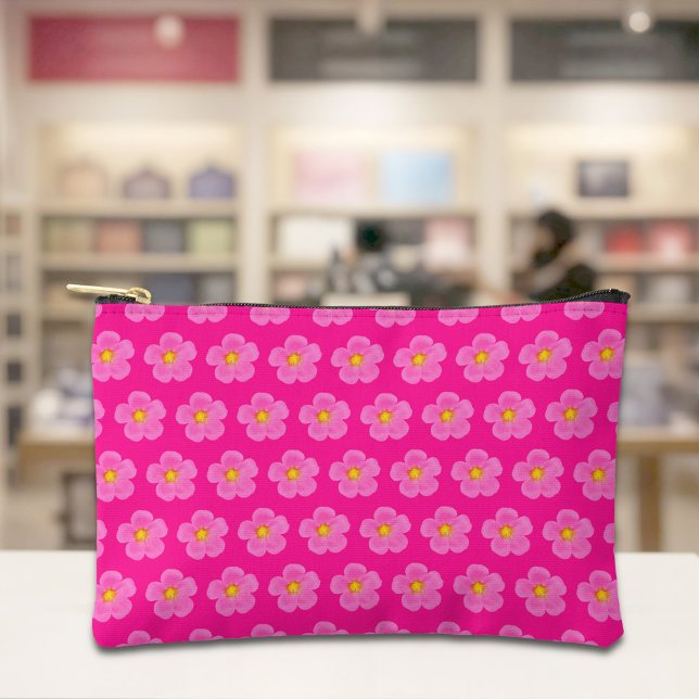 Pochette À Accessoires Pink Moss Rose Seamless Pattern Pouch (Pouch with seamless pattern of a pink moss rose)