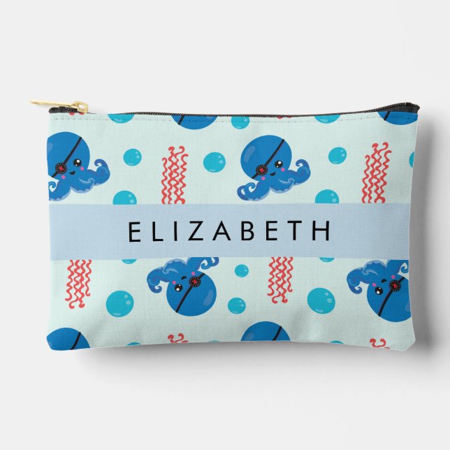Pochette À Accessoires Pirate Octopus, Pirate Jellfish, Mer, Votre Nom (Recto)