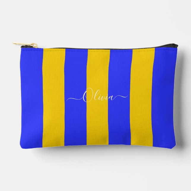 Pochette À Accessoires PixDezines Monogram Cabana Rayure Cobalt Jaune (Recto)