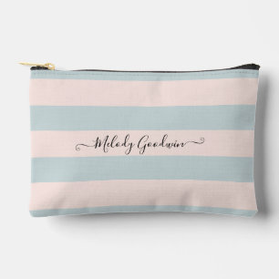 Pochette À Accessoires PixDezines Monogram Cabana Rayure Rose Bleu