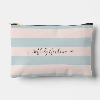 Pochette À Accessoires PixDezines Monogram Cabana Rayure Rose Bleu