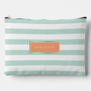 Pochette À Accessoires PixDezines Monogram Cabana Rayure Vert Menthe