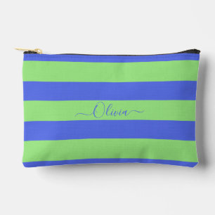 Pochette À Accessoires PixDezines Monogramme Rayé Cobalt Néon Vert