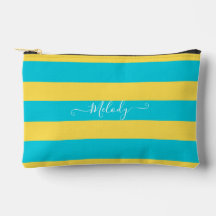 PixDezines Monogramme Rayé Turquoise Jaune Citron