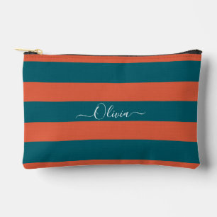 Pochette À Accessoires PixDezines Monogramme Rayure Sarcelle Rouille Oran