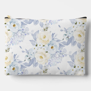 Pochette À Accessoires PixDezines Roses aquarelles Bleu Glace Crème