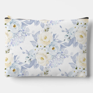 Pochette À Accessoires PixDezines Roses aquarelles Bleu Glace Crème