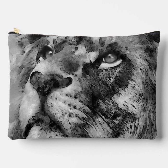 Pochette À Accessoires Placid Lion Face Argent (Recto)