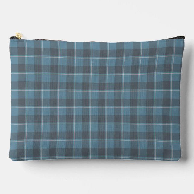 Pochette À Accessoires Plaid Bleu Hoki et Gris Shuttle (Recto)