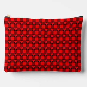 Pochette À Accessoires Plaid rouge et noir Buffalo Heart