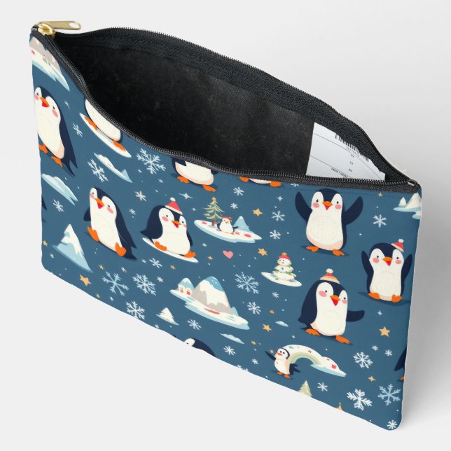Pochette À Accessoires Playful Penguin Pattern (Ouvrir)