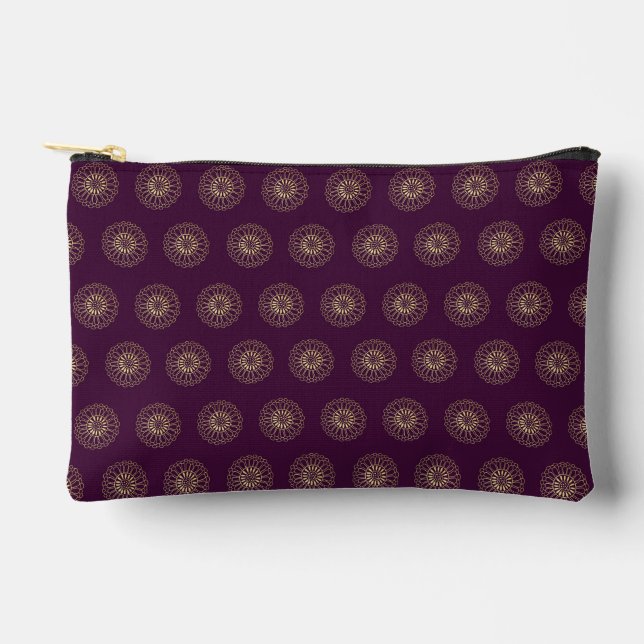 Pochette À Accessoires Plum | Golden Zinnia Flower Medallions (Recto)