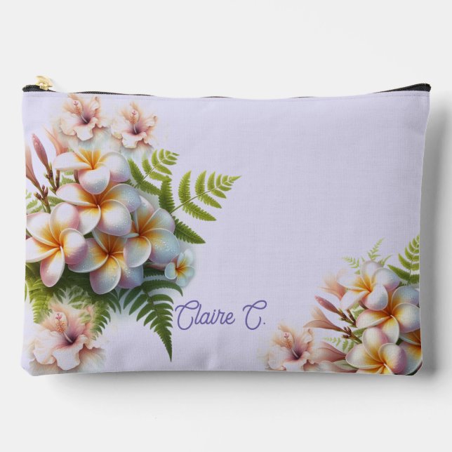 Pochette À Accessoires Plumeria rose tropicale Hibiscus Accessoire Pouch (Recto)