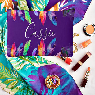 Pochette À Accessoires Plumes Boho personnalisées