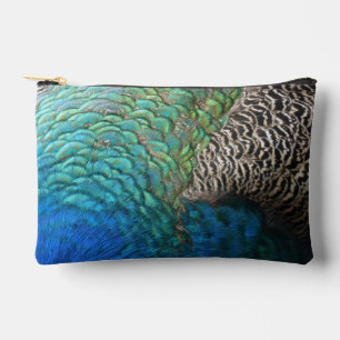 Pochette À Accessoires Plumes de paon I Design de nature abstrait coloré