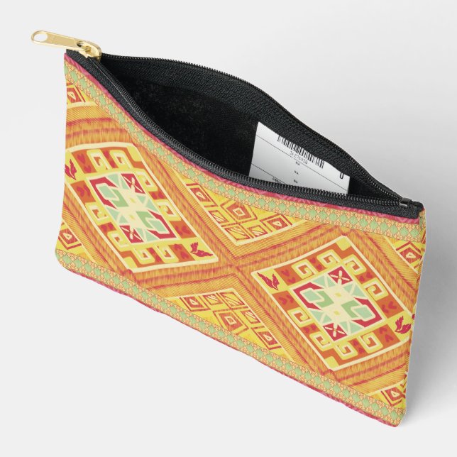 Pochette À Accessoires Plumes rouges et jaunes (Ouvrir)