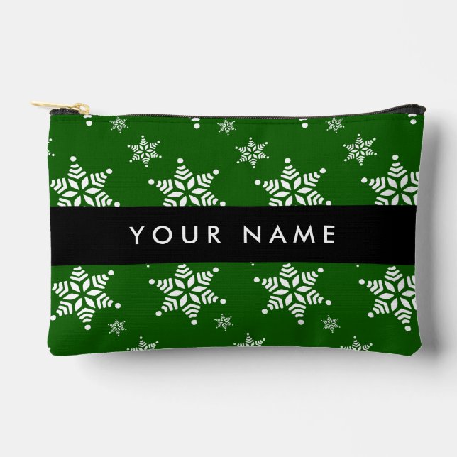 Pochette À Accessoires Pneus blancs, Vert, Votre nom, Personnaliser (Recto)