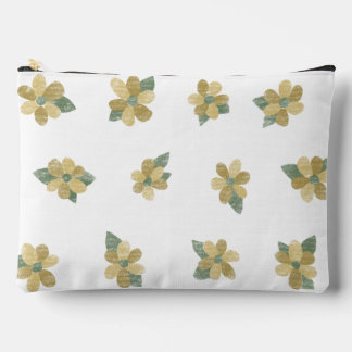 Pochette À Accessoires Poche à Zipper Fleuri Jaune - Grande