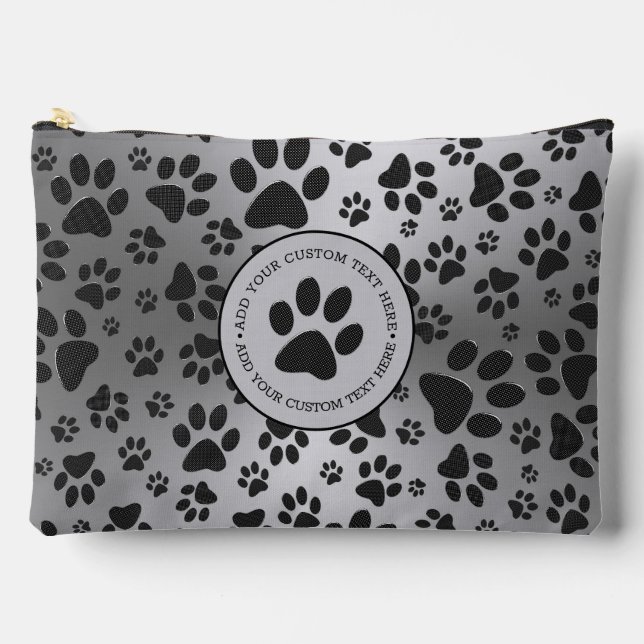 Pochette À Accessoires Poches de chien noir et blanc Pointe Polka en méta (Recto)