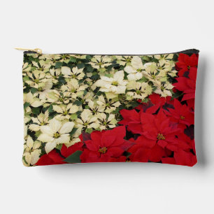 Pochette À Accessoires Poinsettias blanches et rouges I Holiday Floral