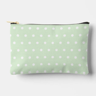Pochette À Accessoires Point blanc sur fond vert jade laiteux
