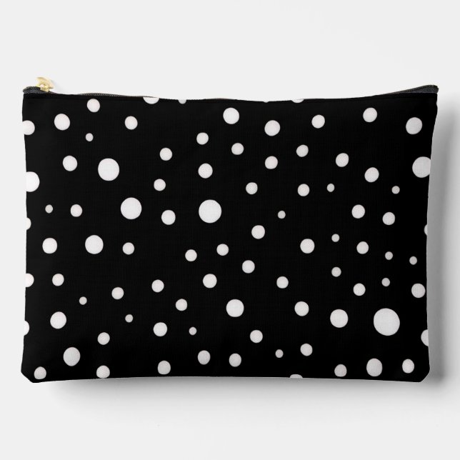 Pochette À Accessoires Points blancs sur fond noir grand (Recto)