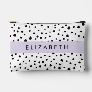 Pochette À Accessoires Points dalmatiens, Spots, Noir et Blanc, Votre nom