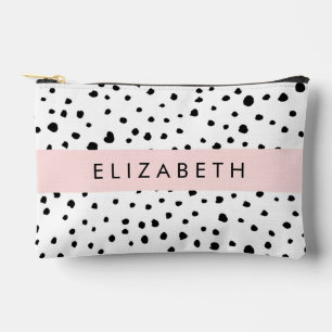 Pochette À Accessoires Points dalmatiens, Spots, Noir et Blanc, Votre nom