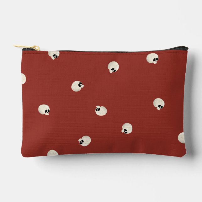 Pochette À Accessoires Points de crâne Kawaii mignons aléatoires rouges (Recto)