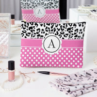 Points girly et monogramme imprimé animaux 