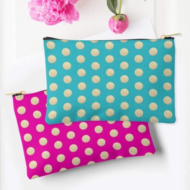 Pochette À Accessoires Points Glitter Girly Rose Et Aqua Tendances  (Créateur téléchargé)