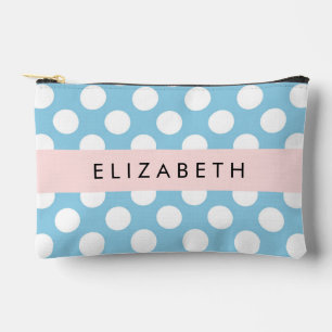 Pochette À Accessoires Pois Bleus, Motif Polka Dot, Votre Nom