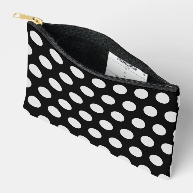 Pochette À Accessoires Pois noirs et blancs (Ouvrir)