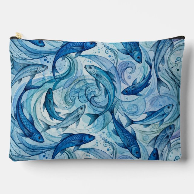 Pochette À Accessoires Poisson Bleu Mystique Flowing Harmony (Recto)